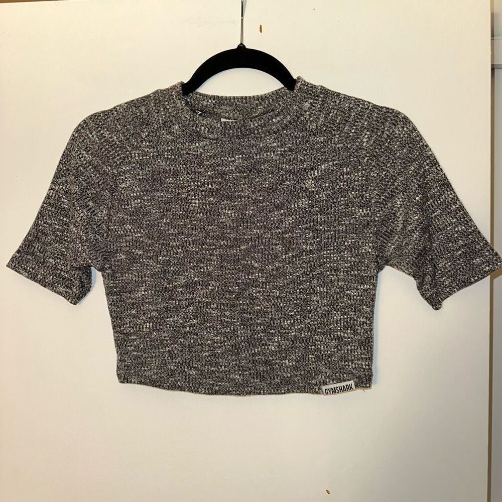 Gymshark Women’s Slounge Crop Top Short Sleeve Marl Black Medium EUC